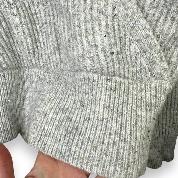 Michael Stars NWT Heather Grey Laurel Surplice Mini Sequin Faux Wrap Sweater - Picture 6 of 10